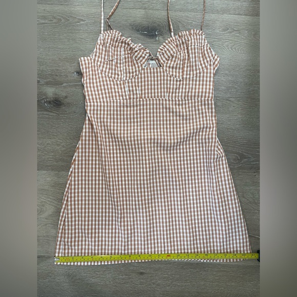 Urban Outfitters Orange Ruffle Gingham Strappy Mini Dress Size Medium - Picture 10 of 15
